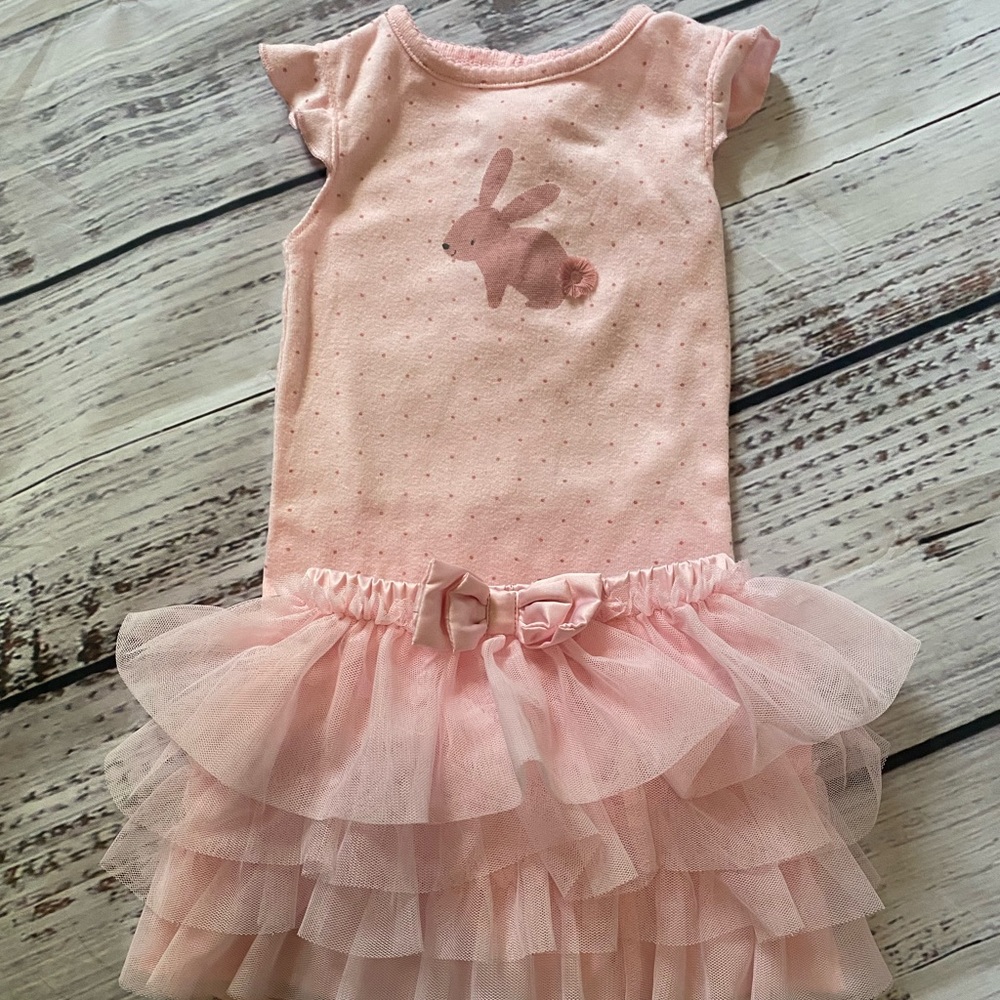 Girls Easter Bunny Outfit with ballerina layered skirt